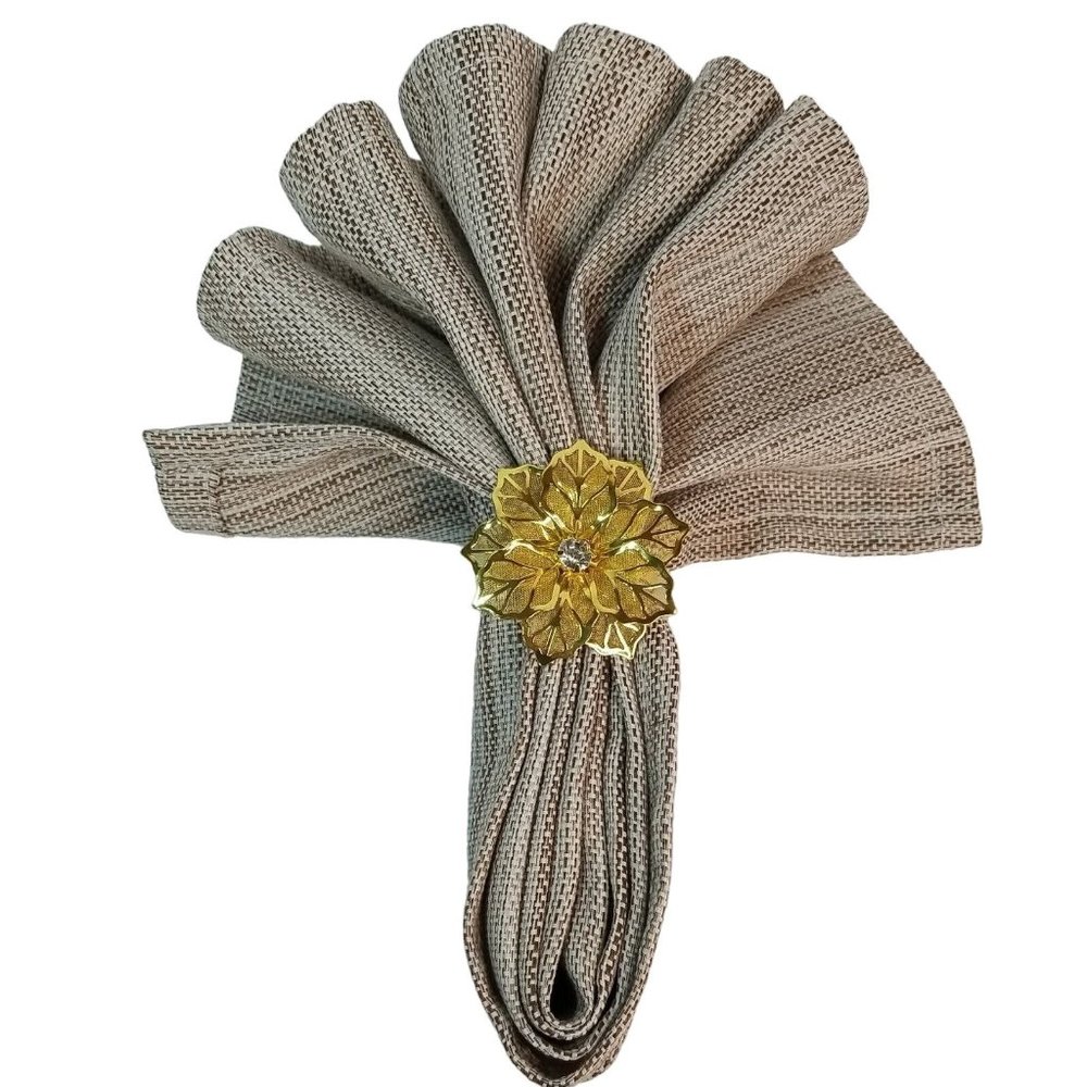 Harbor Home Cloth Napkins 18" x 18" MONICA Taupe Set of 4 with Rings